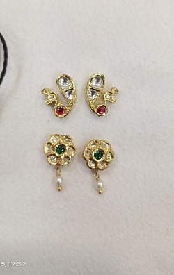 Jadtar kundan Mayurakrut kundal & karnful